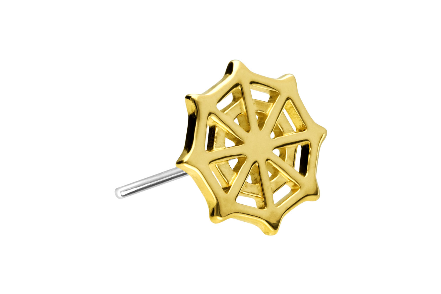 14 Karat Gold Aufsatz mit Titan Push Pin SPINNENNETZ von Piercingline